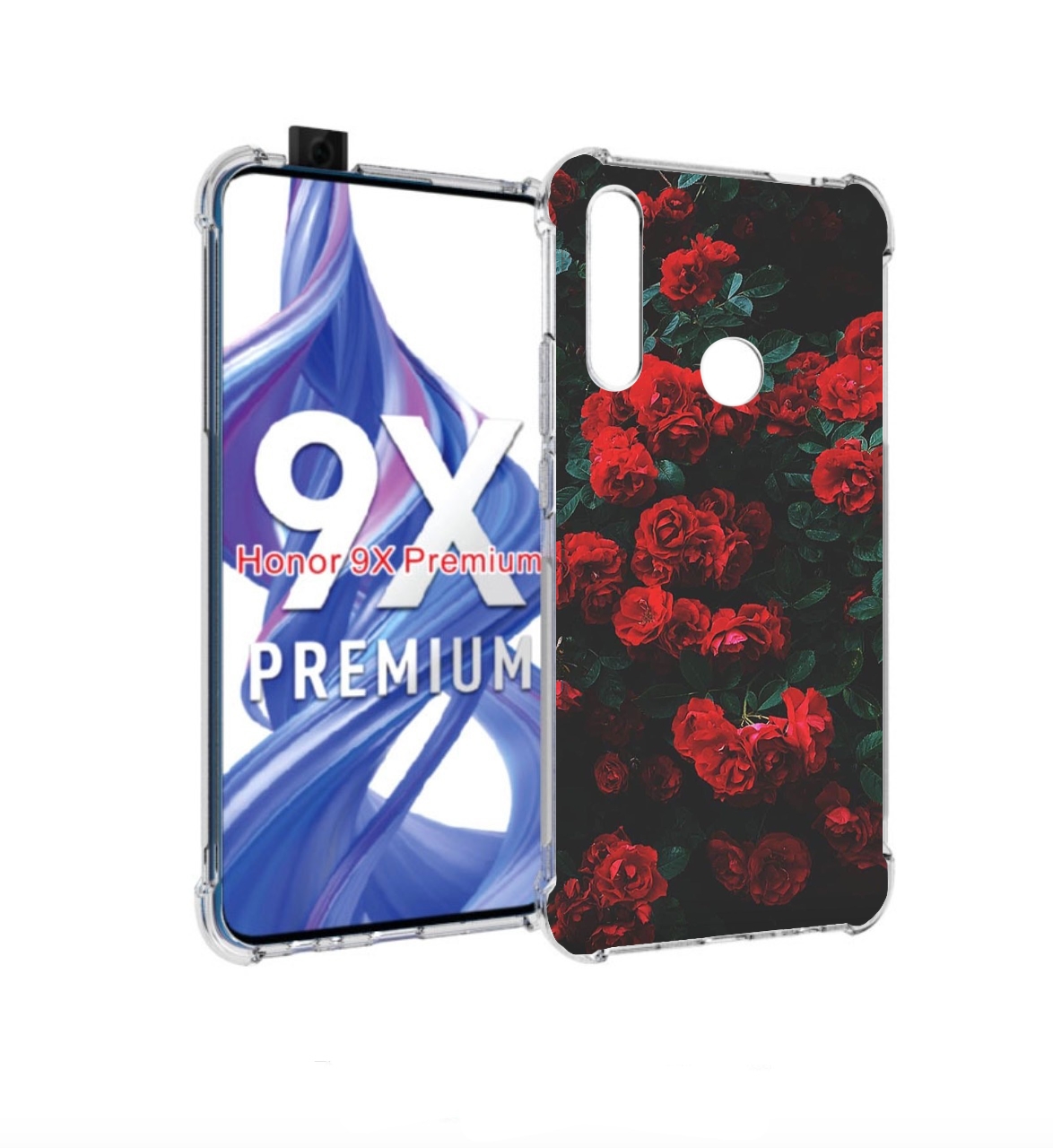 

Чехол бампер MyPads розы-в-листьях для Honor 9X (STK-LX1)/Huawei, Прозрачный, Tocco