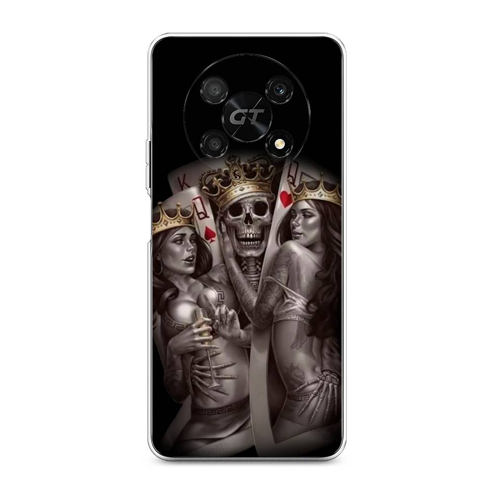 

Чехол на Honor X40 GT "Карты король и королевы", Серый;желтый, 6120150-6