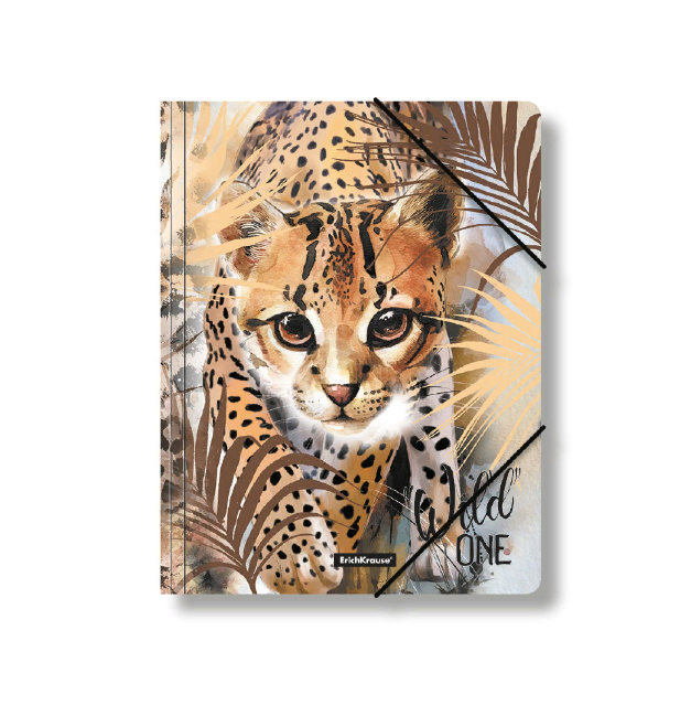 

Папка на резинках пластиковая ErichKrause Wild Cat, A4, Разноцветный
