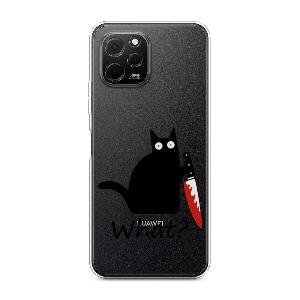 

Чехол на HuaweI Nova Y61 "Котик с ножом", Черный;красный, 6120050-6