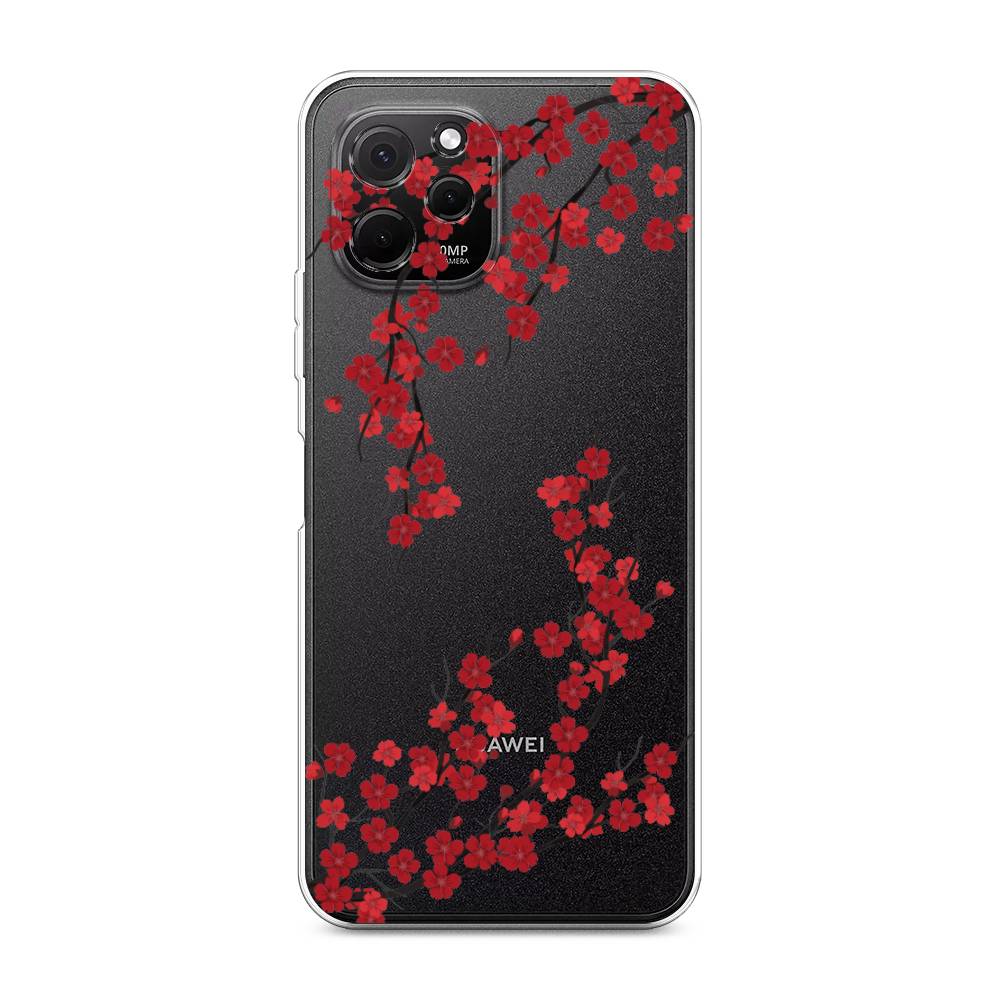 

Чехол на HuaweI Nova Y61 "Красная сакура", Красный;черный, 6120050-2