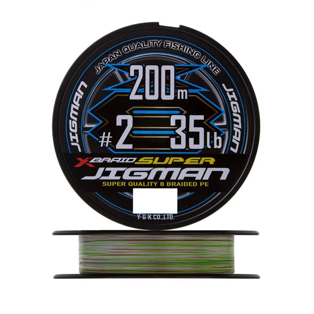 

Шнур плетеный X-BRAID SUPER JIGMAN X8 200m 2.0/35lb, Разноцветный, X-Braid Super Jigman X8