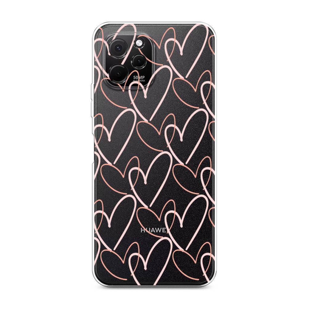 

Чехол на HuaweI Nova Y61 "Узор из сердечек", Розовый;бежевый, 6120050-6