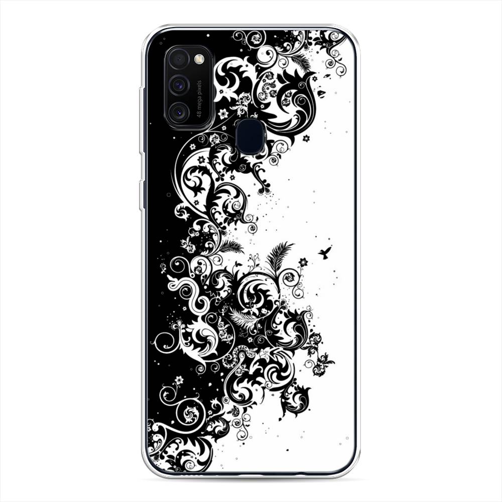 

Чехол для Samsung Galaxy M21/M30s "Черно белый узор", Белый;черный;серый, 29750-3