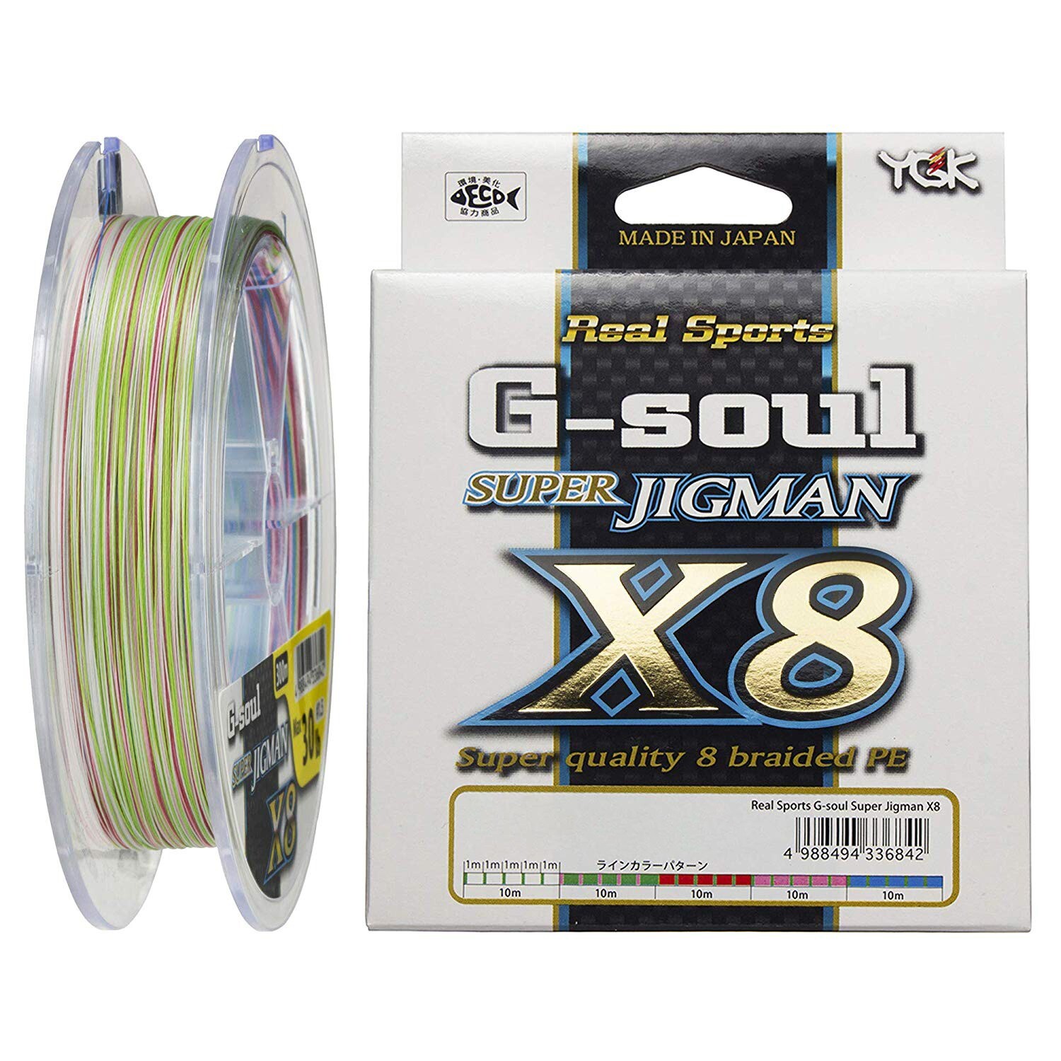 

Шнур плетеный Super Jig Man X8 300m 0.6/14 lb, Разноцветный, Super Jig Man X8