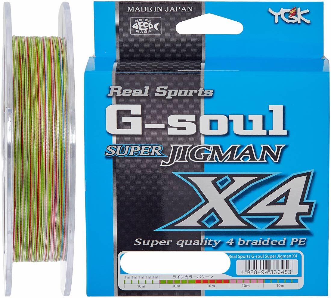 

Шнур плетеный Super Jig Man X4 200m 0.8 (0.148 mm) 14 lb (6.4 kg), Разноцветный, Super Jig Man X4