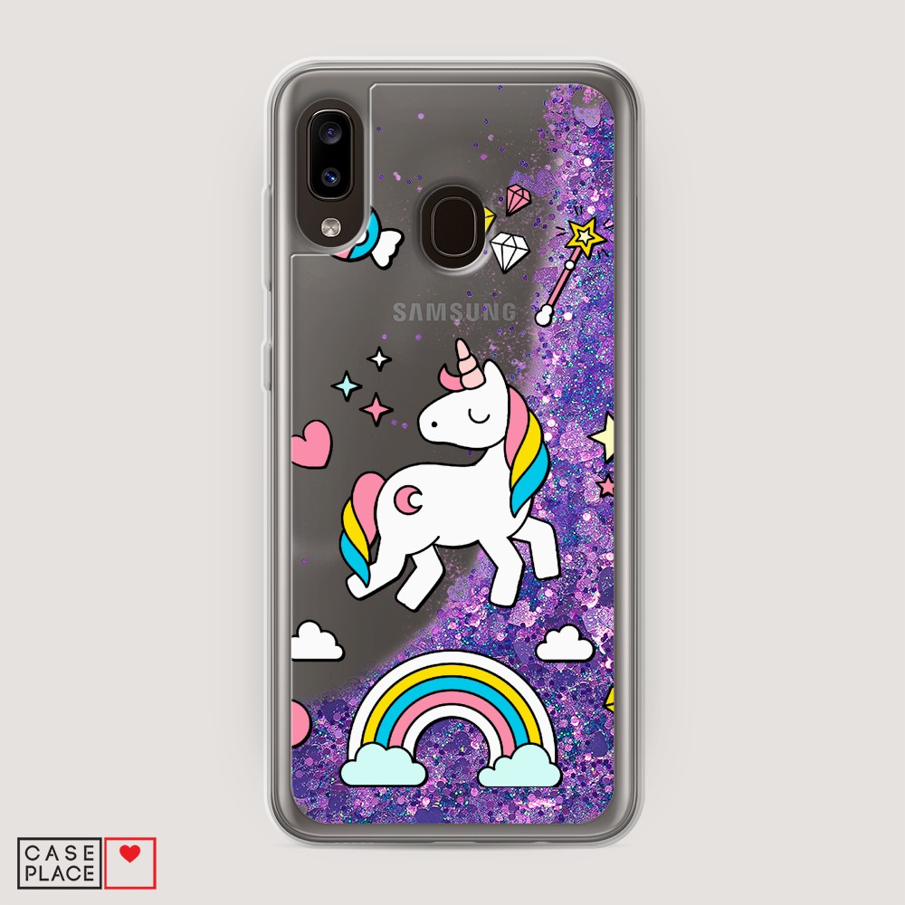 

Жидкий чехол с блестками "Принцесса единорог" на Samsung Galaxy A30, 27592-1