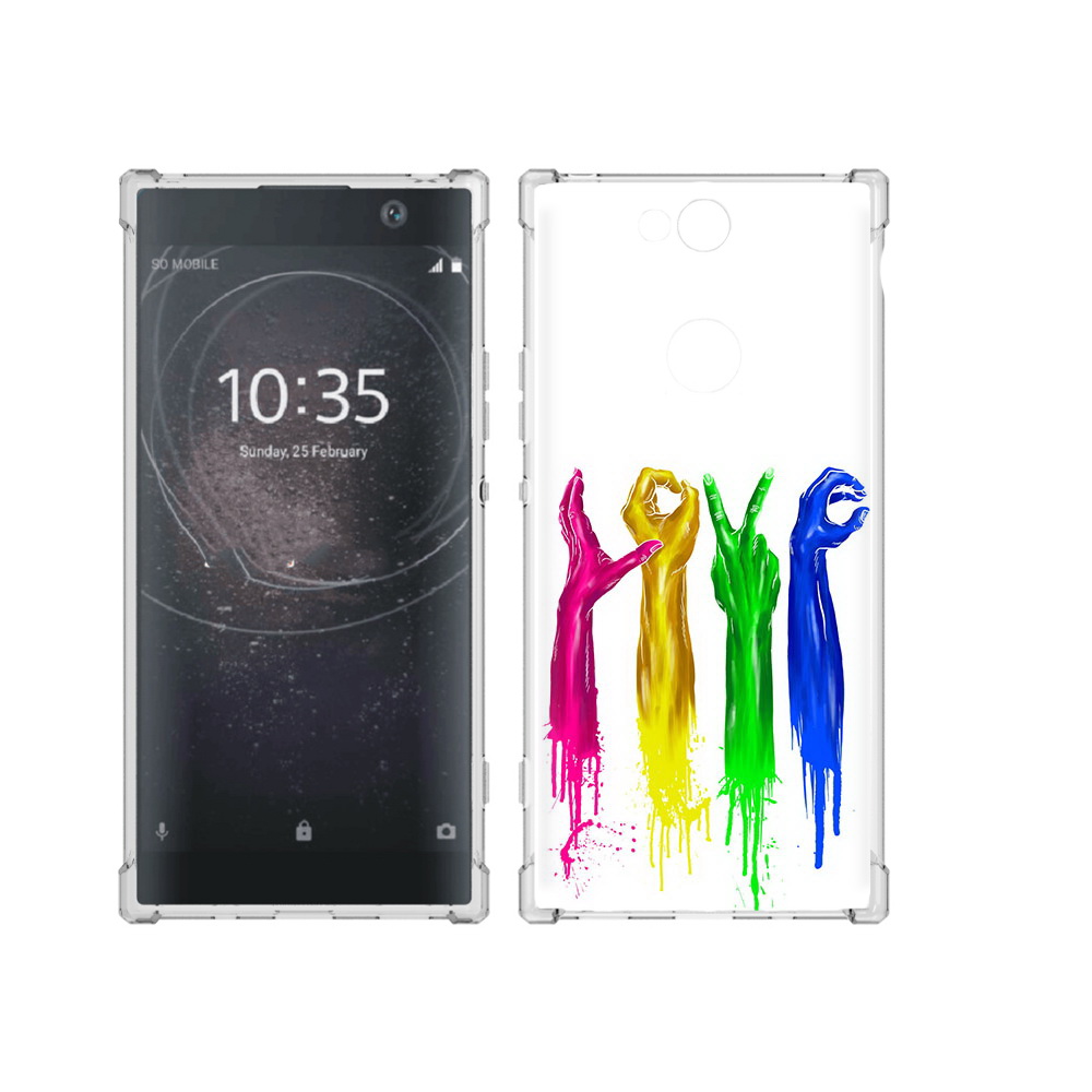 

Чехол MyPads Tocco для Sony Xperia XA2 Plus яркие руки love, Прозрачный, Tocco