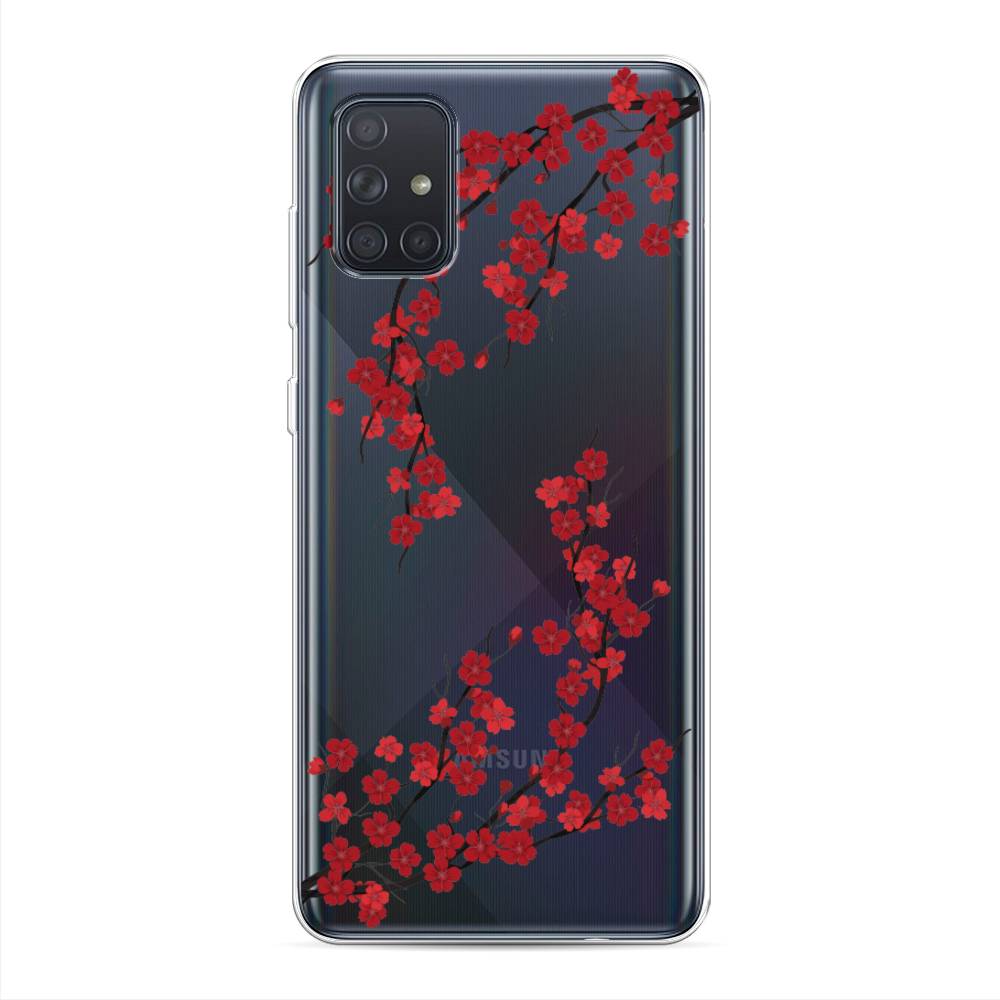 

Чехол на Samsung Galaxy A71 4G "Красная сакура", Красный;черный, 29050-2