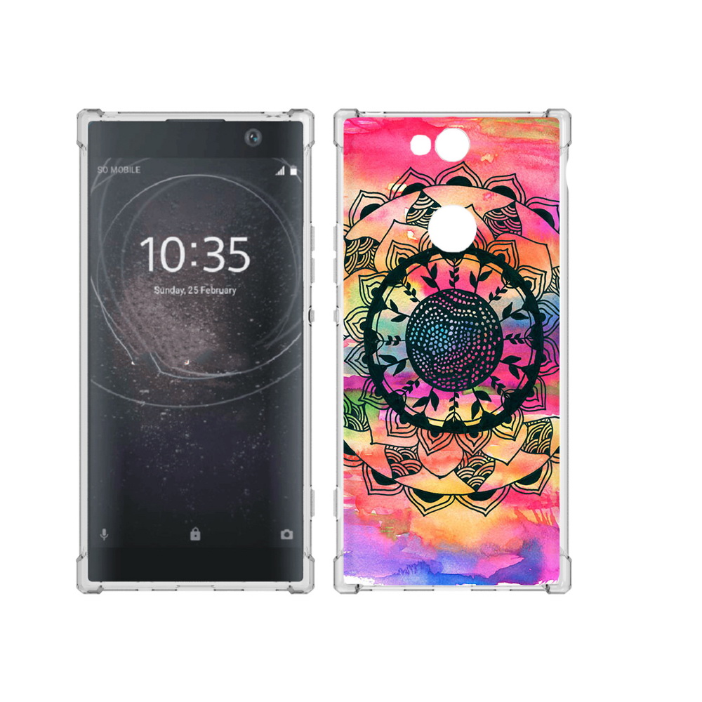 

Чехол MyPads Tocco для Sony Xperia XA2 Plus яркая абстракция круглый цветок, Прозрачный, Tocco