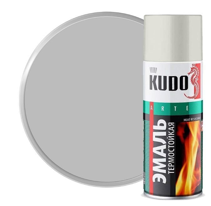 фото Кудо ku-5001 эмаль аэрозоль термостойкая серебристая (0,52л) kudo