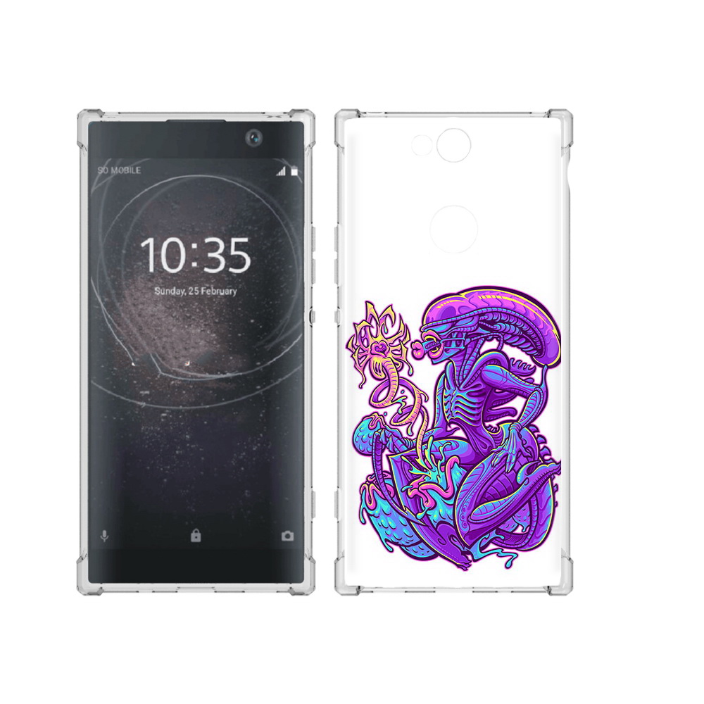 

Чехол MyPads Tocco для Sony Xperia XA2 Plus чужой фиолетовый цвет, Прозрачный, Tocco