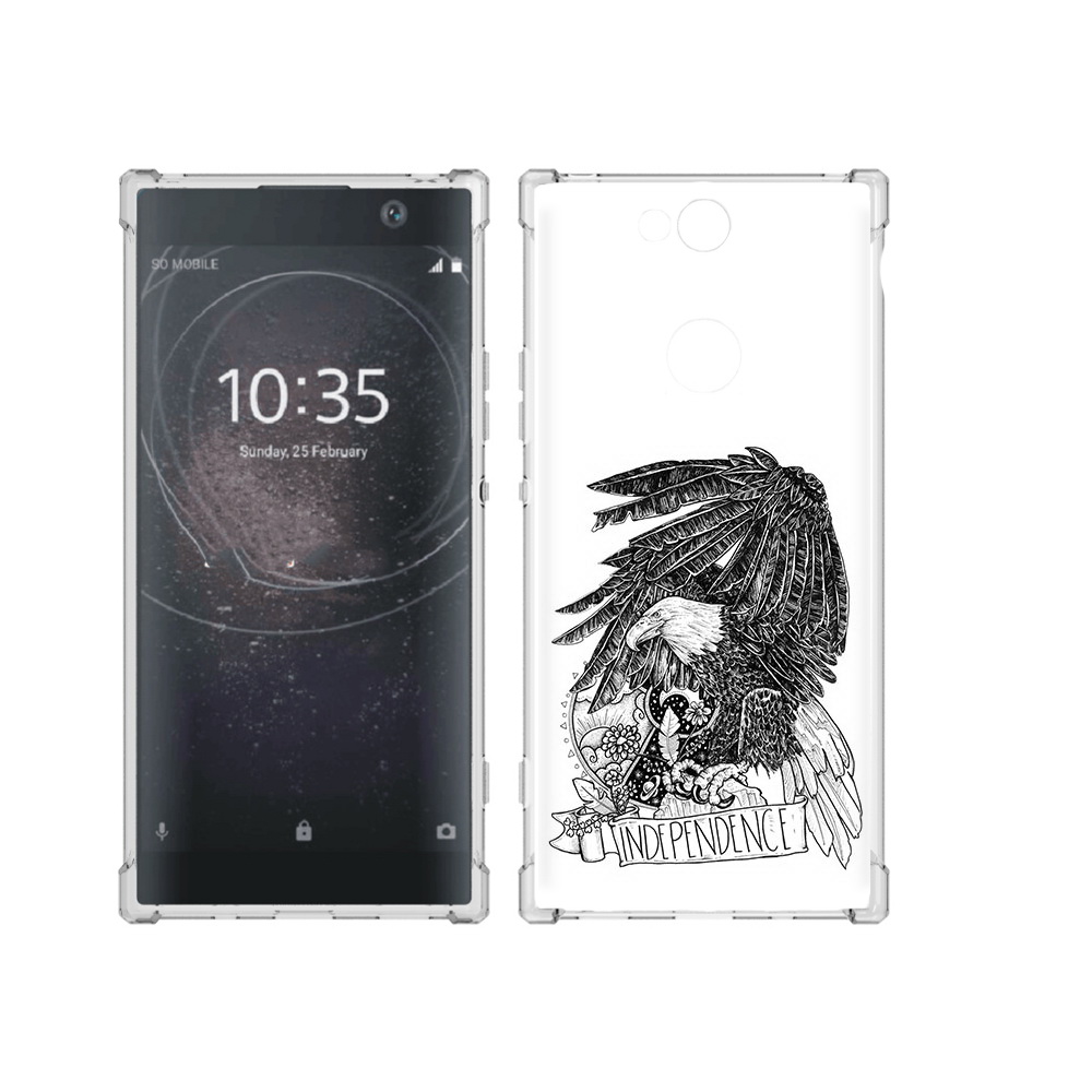 

Чехол MyPads Tocco для Sony Xperia XA2 Plus черно белый сокол, Прозрачный, Tocco