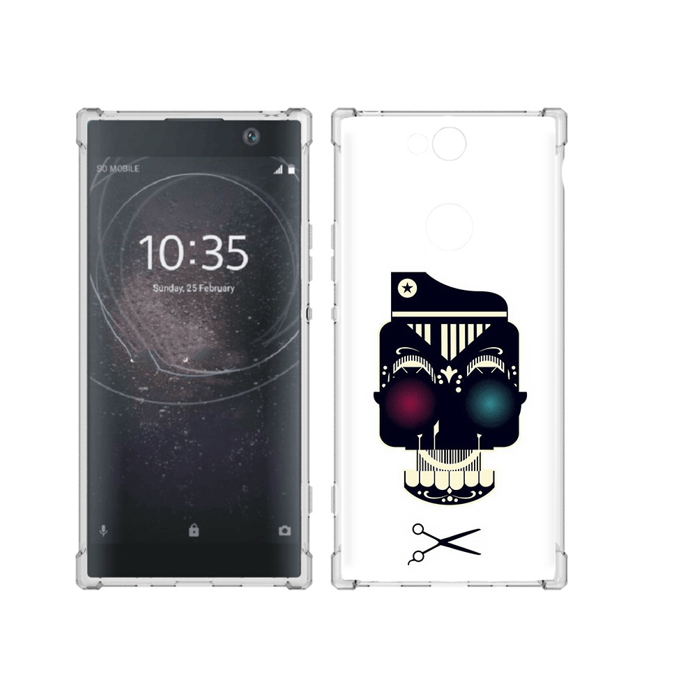 

Чехол MyPads Tocco для Sony Xperia XA2 Plus черно белый скелет с яркими глазами, Прозрачный, Tocco