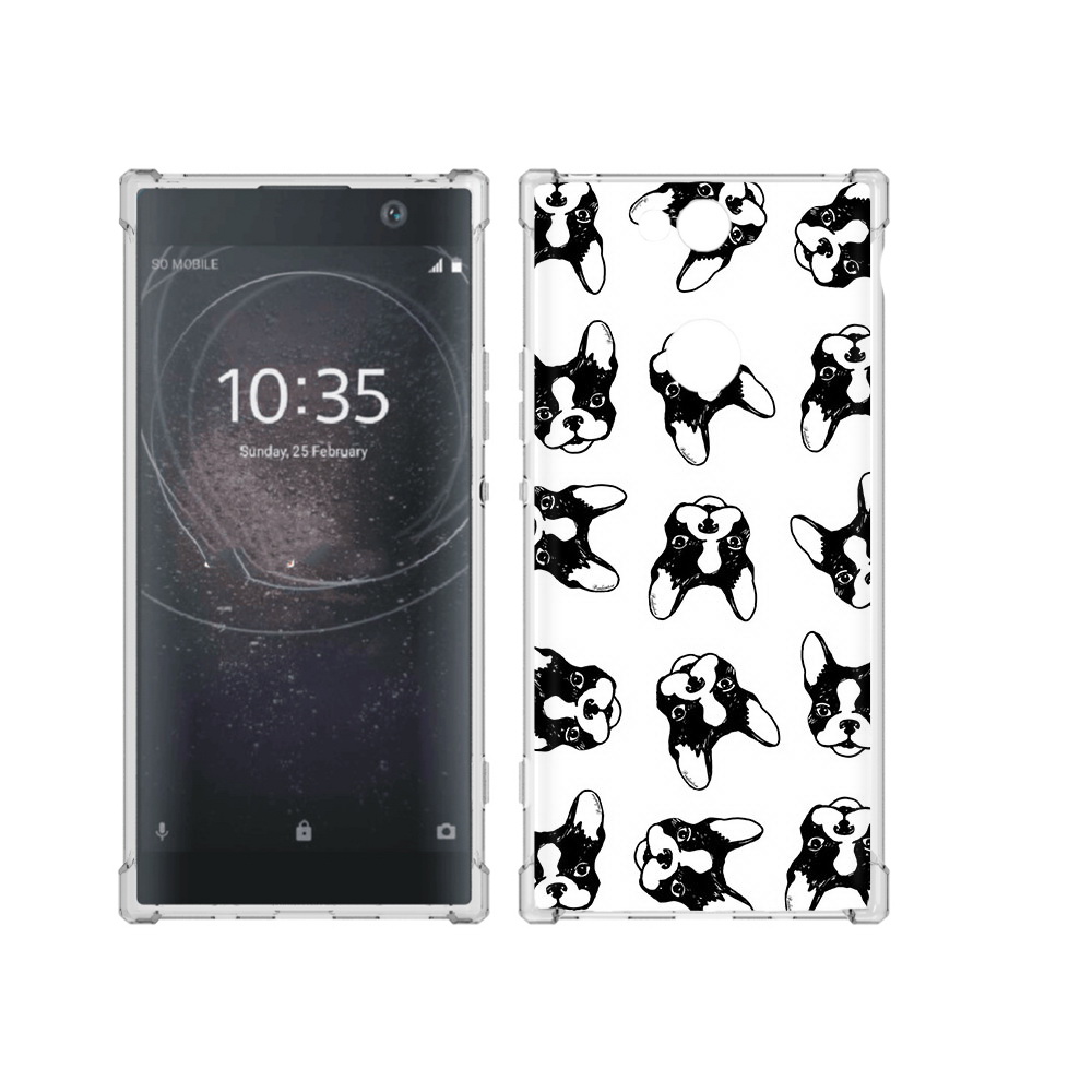 

Чехол MyPads Tocco для Sony Xperia XA2 Plus черно белые собачки, Прозрачный, Tocco