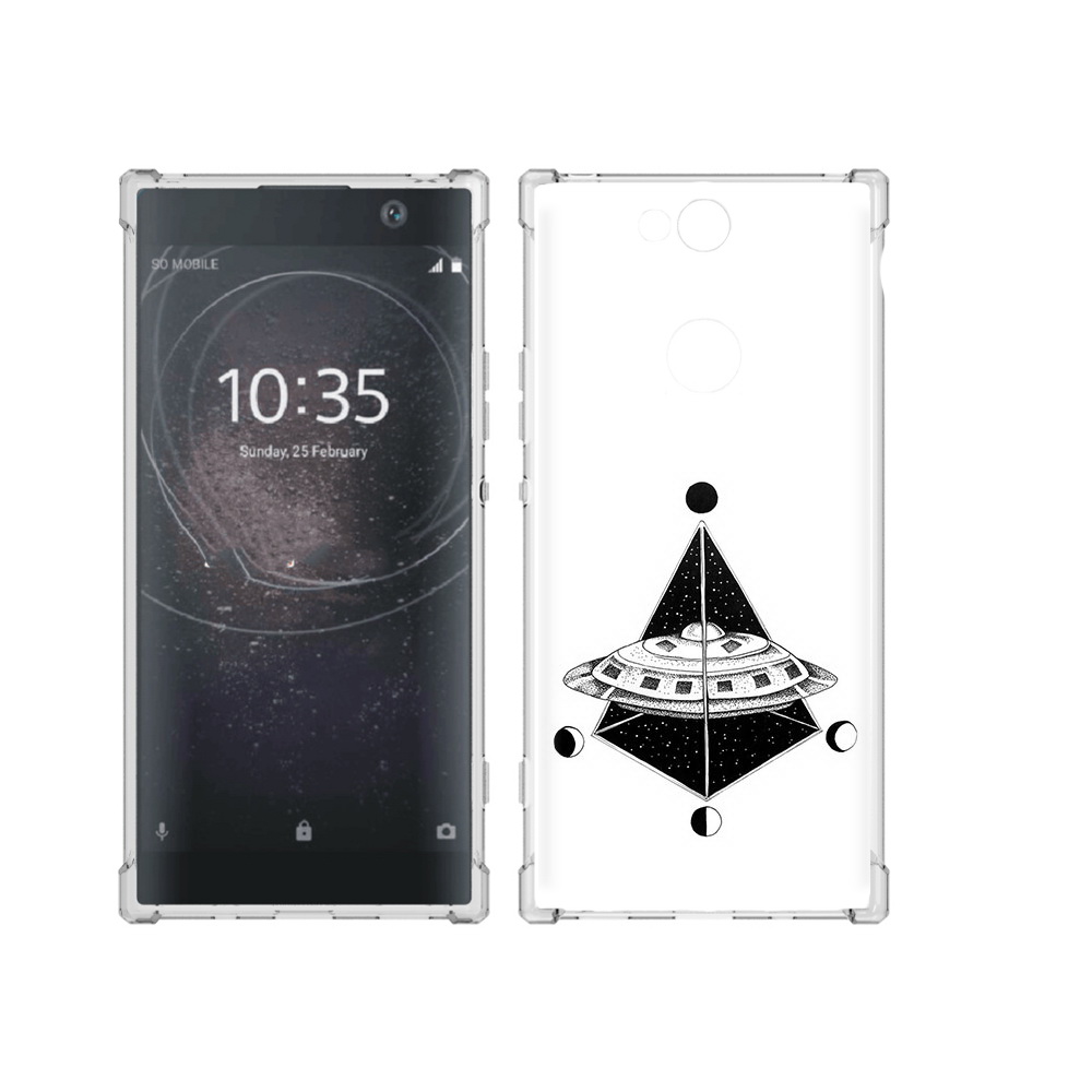 

Чехол MyPads Tocco для Sony Xperia XA2 Plus черно белая летающая тарелка, Прозрачный, Tocco