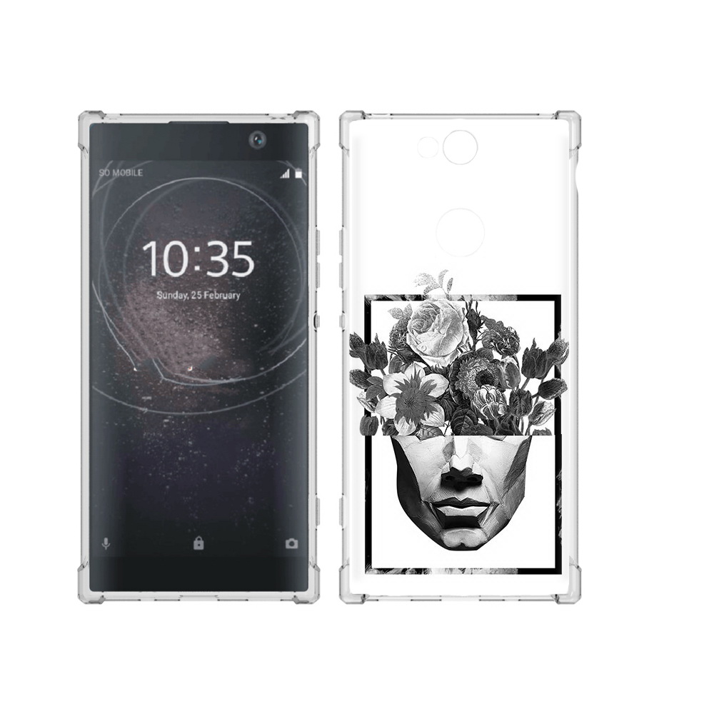 

Чехол MyPads Tocco для Sony Xperia XA2 Plus черно белая ваза в абстракции, Прозрачный, Tocco