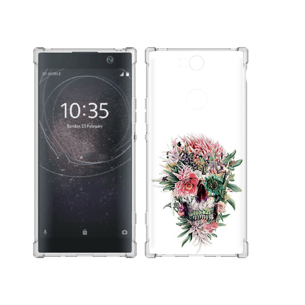 

Чехол MyPads Tocco для Sony Xperia XA2 Plus череп из цветов, Прозрачный, Tocco