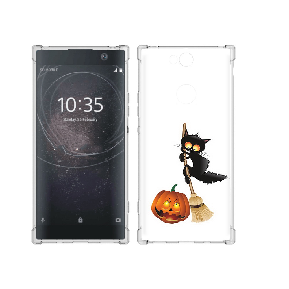 

Чехол MyPads Tocco для Sony Xperia XA2 Plus хэлуинский котик, Прозрачный, Tocco