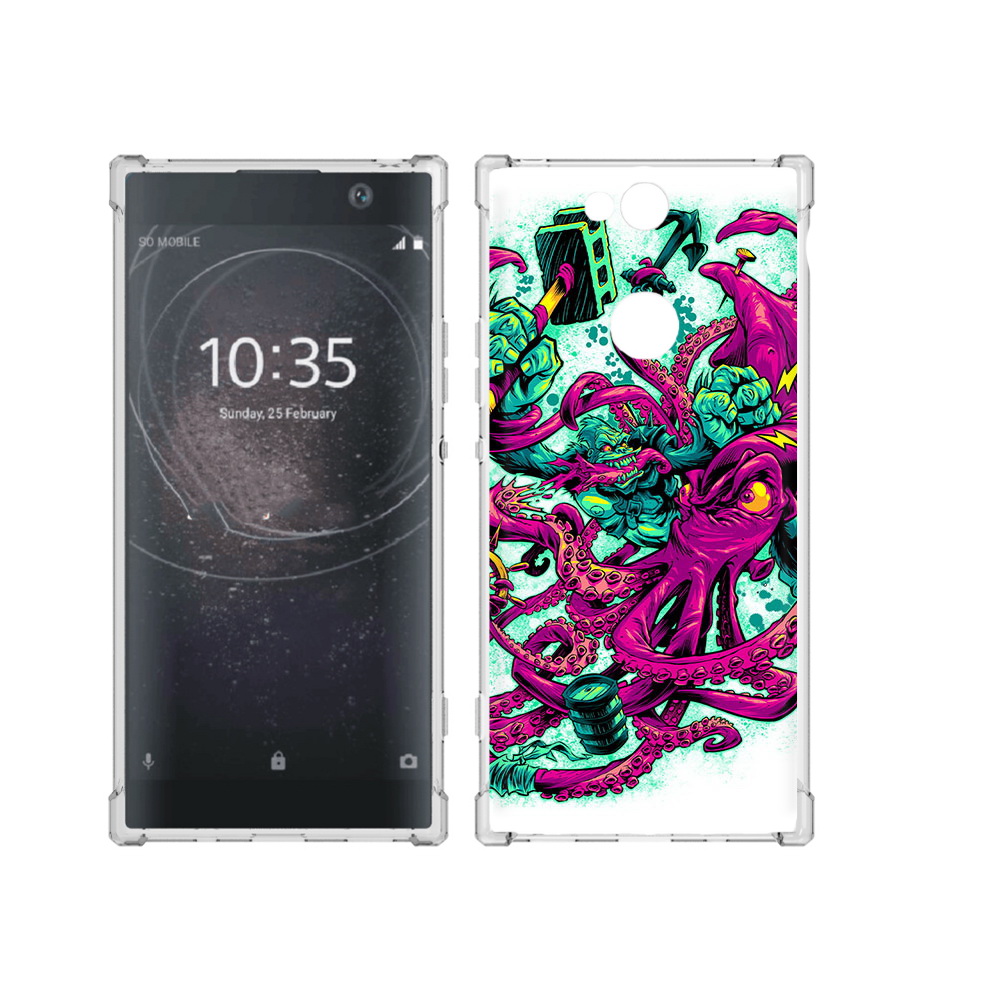 

Чехол MyPads Tocco для Sony Xperia XA2 Plus фиолетовый кракен, Прозрачный, Tocco