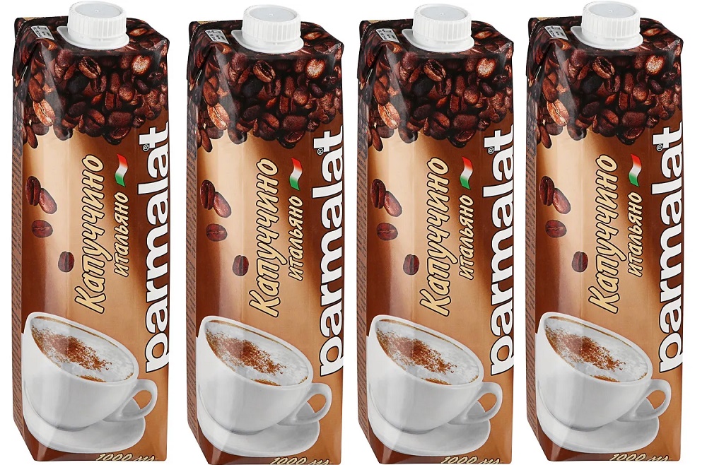 Коктейль молочный Parmalat с кофе и какао Капуччино итальяно, 4 шт х 1 л