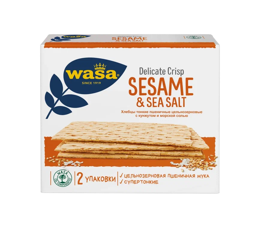 Хлебцы Wasa пшеничные с кунжутом и морской солью 190г
