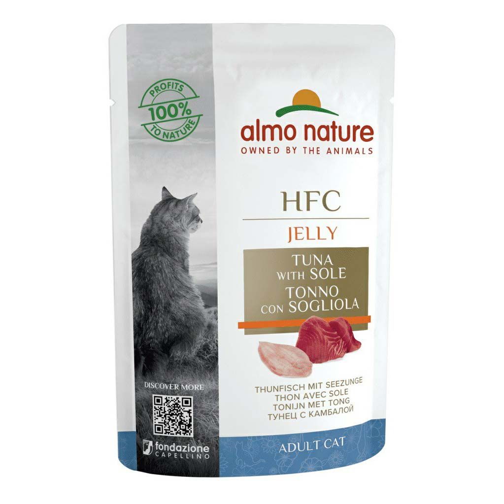 

Влажный корм Almo Nature тунец и камбала в желе для кошек 55 г