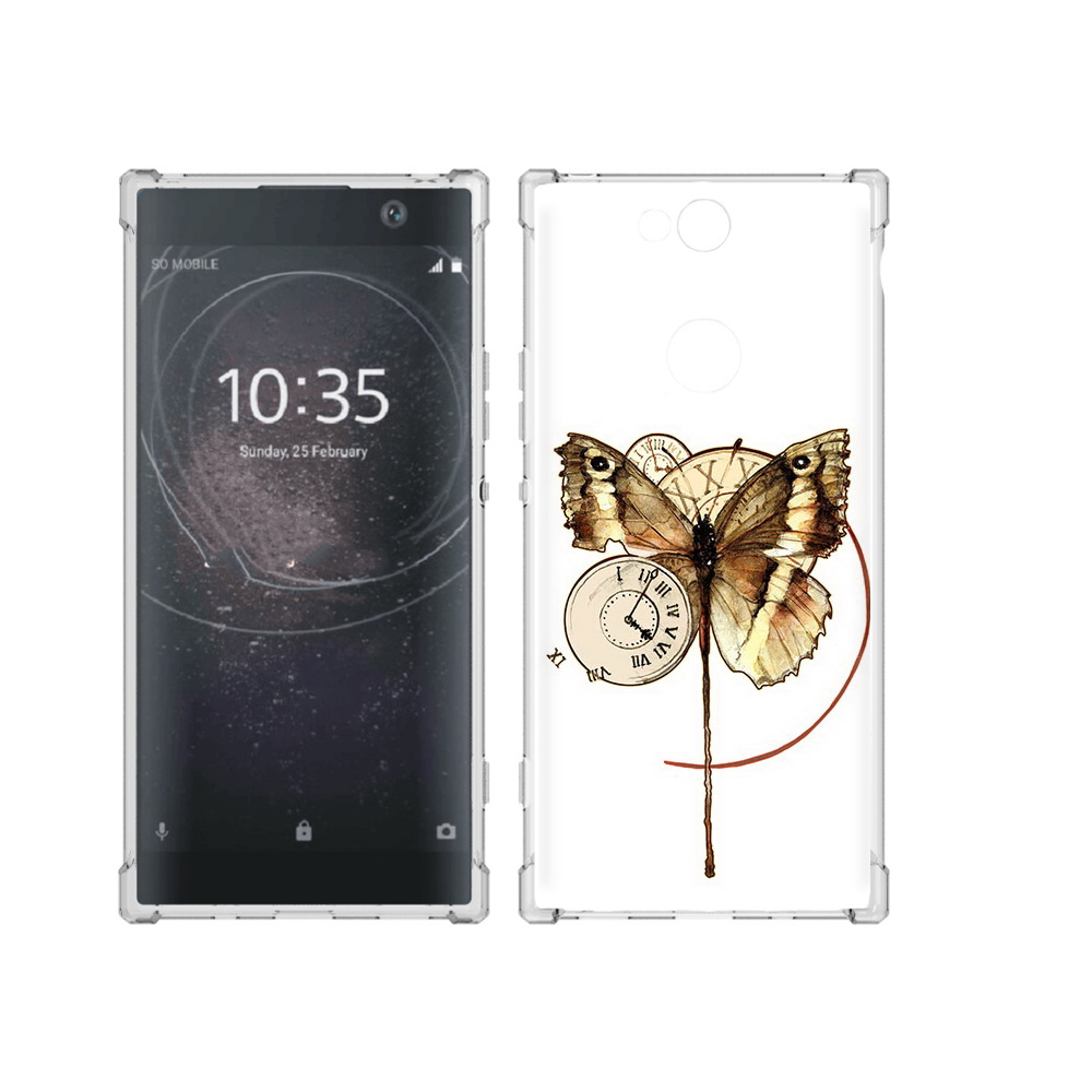 Чехол MyPads Tocco для Sony Xperia XA2 Plus старинные часы с бабочкой