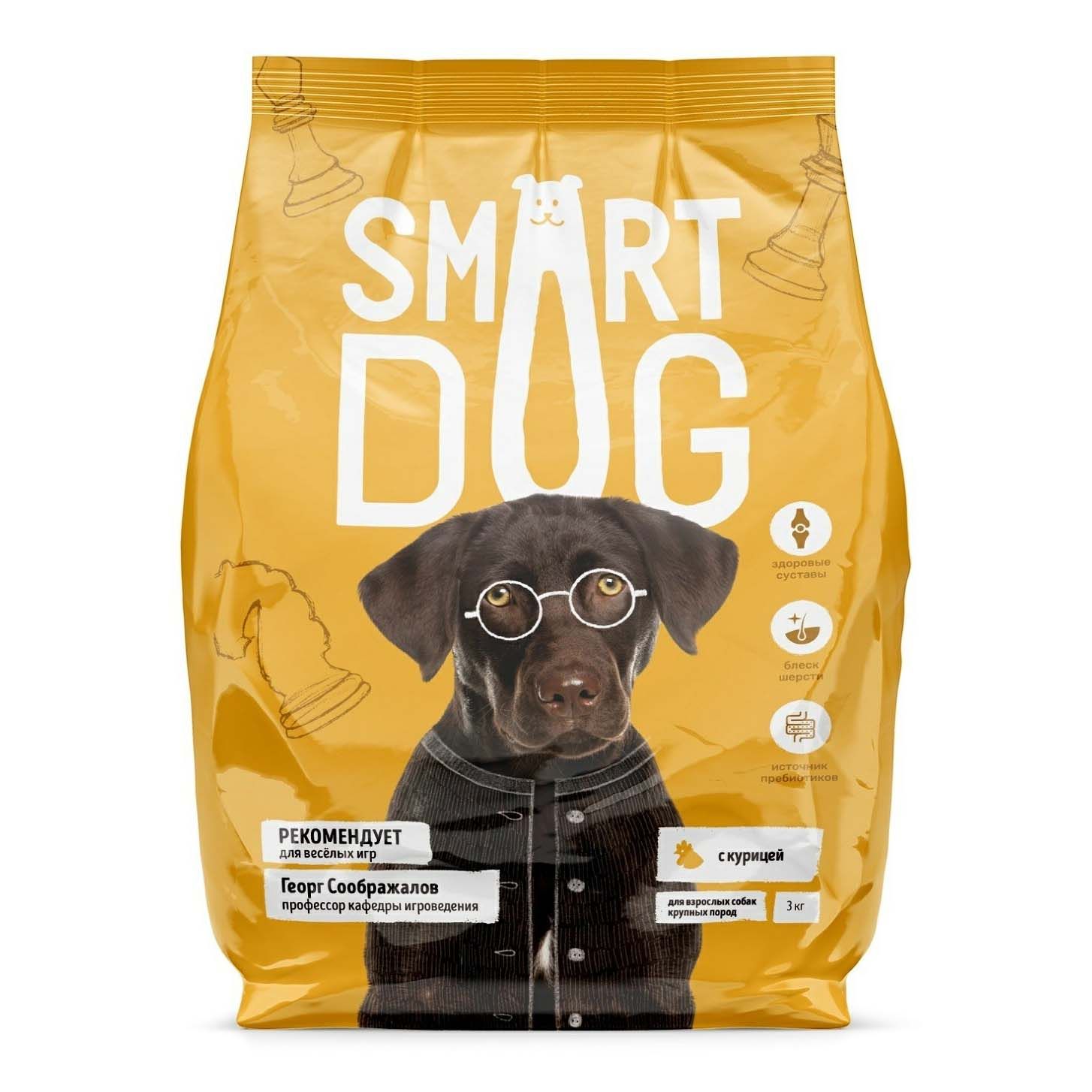 Сухой корм Smart Dog с курицей для взрослых собак крупных пород 800 г 547₽