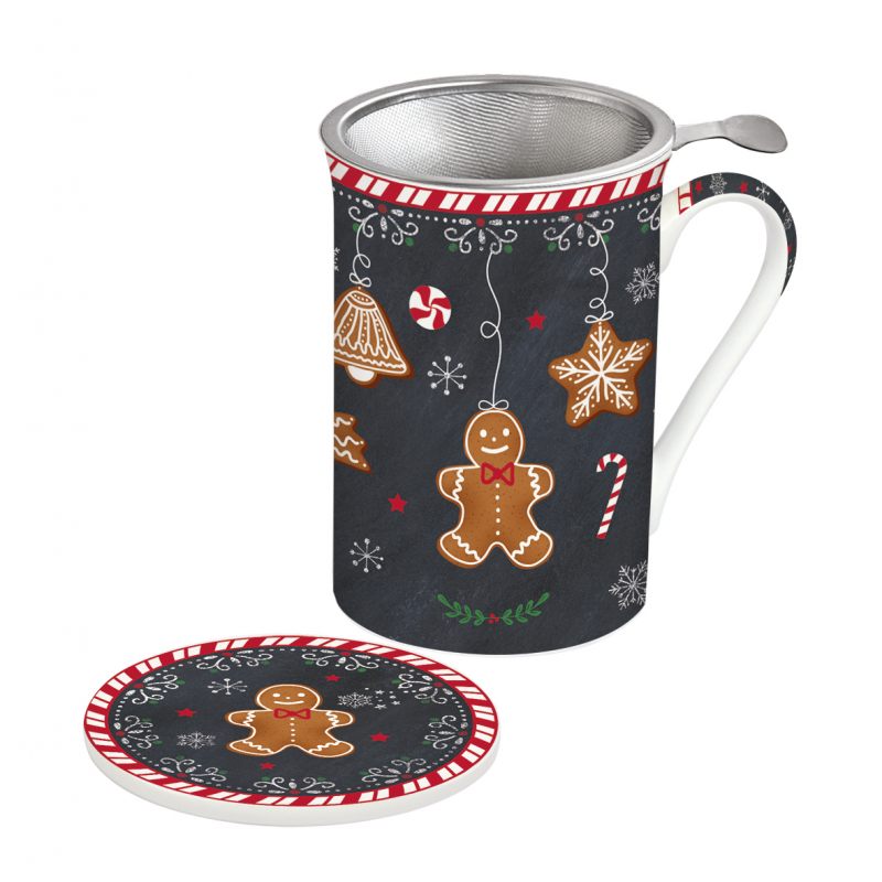 

Кружка заварочная с крышкой и ситечком Gingerbread в подарочной упаковке