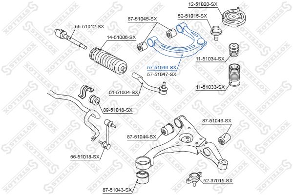 

57-51046-SX рычаг верхний левый Hyundai Sonata NF 04>