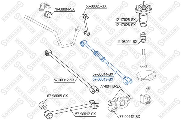 

57-00013-SX рычаг задней подвески задний правый Toyota Camry 2.4 16V/3.5 24V 06>