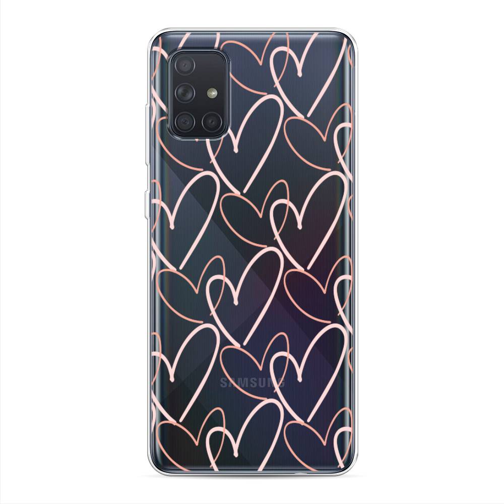 

Чехол на Samsung Galaxy A71 4G "Узор из сердечек", Розовый;бежевый, 29050-6