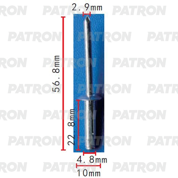PATRON P37-2229 Заклепка металлическая Применяемость Заклепка алюмин 10шт