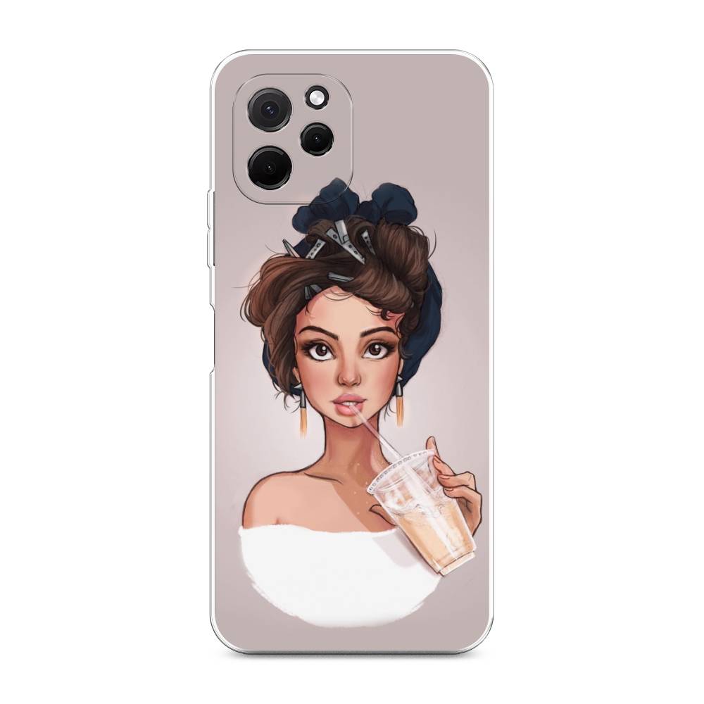 

Чехол на HuaweI Nova Y61 "Девушка с фраппе", Серый, 6120050-6