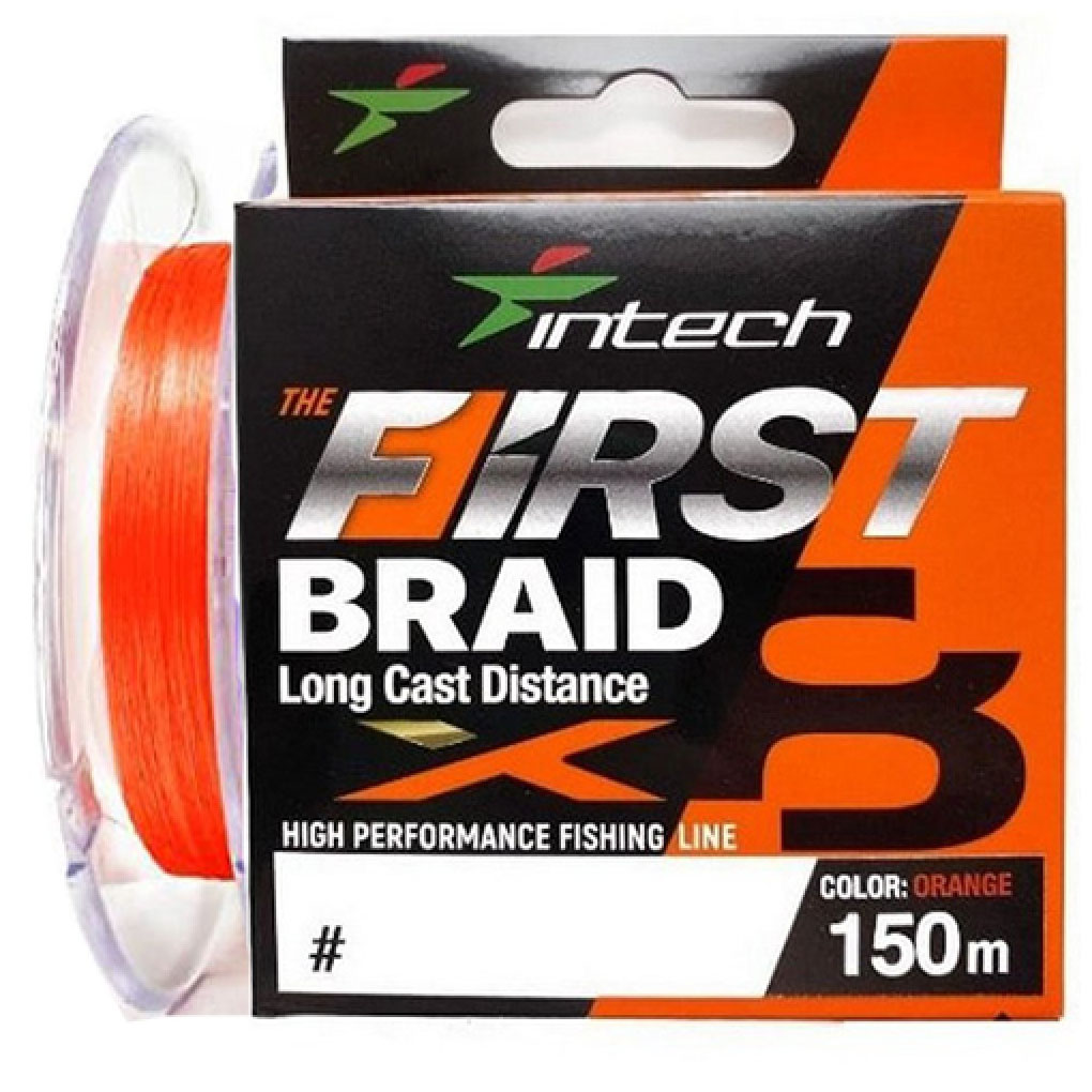 

Шнур плетеный Intech First Braid PE X8 150m Orange #2.5 (36lb /16.33kg), Оранжевый, First Braid PE X8