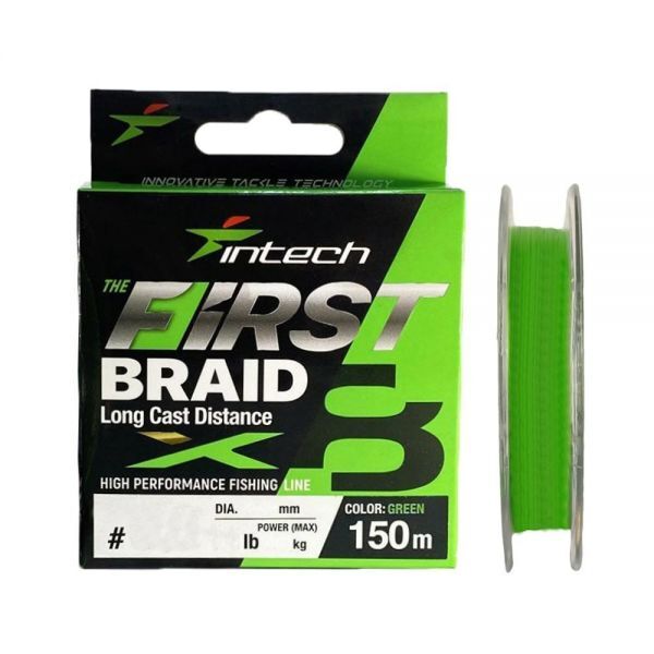 

Шнур плетеный Intech First Braid PE X8 150m Green #2.5 (36lb /16.33kg), Зеленый, First Braid PE X8