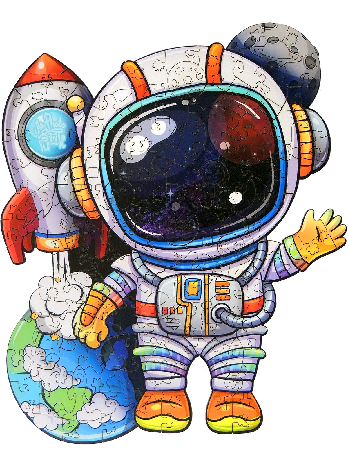 Пазл деревянный MyPhotoPuzzle Космонавт, размер 22х27 см, 129 деталей
