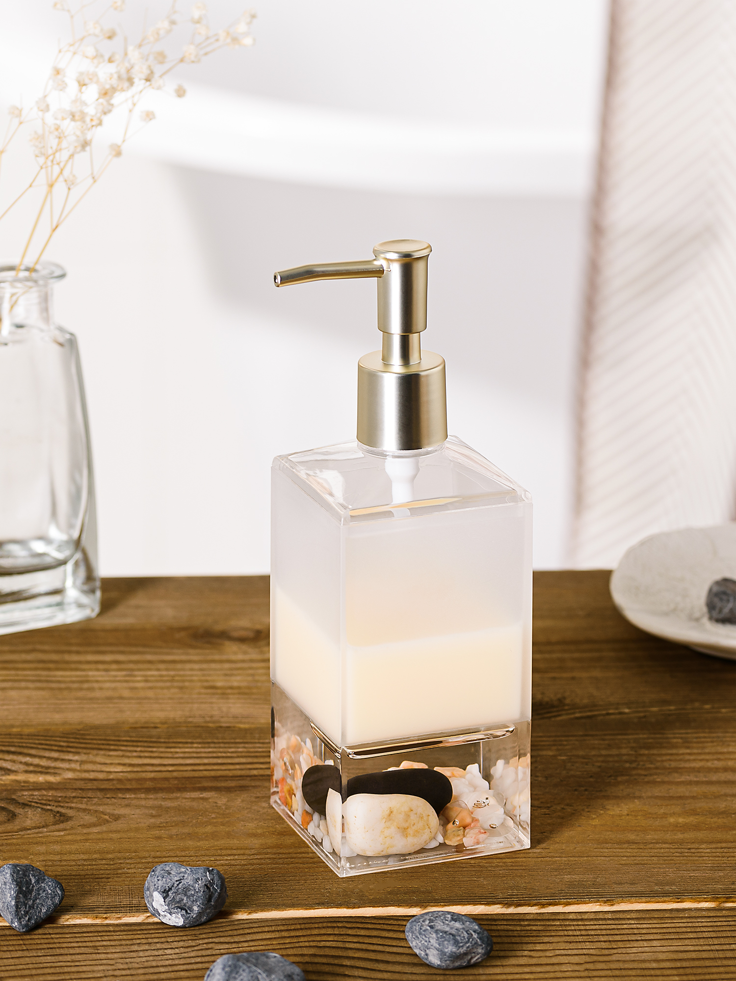 Дозатор для жидкого мыла Luna, 6,5x6,5x20,5 см., цвет бежевый