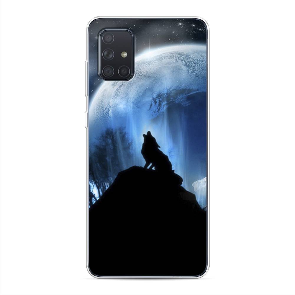 

Чехол на Samsung Galaxy A71 4G "Волк 2", Синий;черный;белый, 29050-1