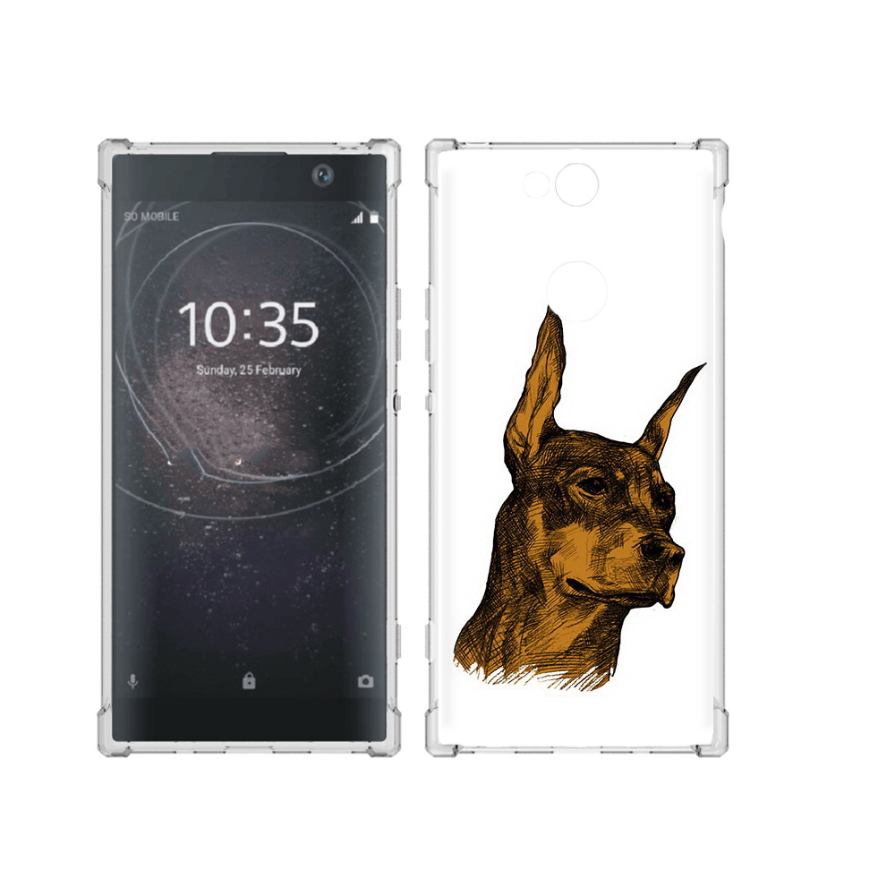 

Чехол MyPads Tocco для Sony Xperia XA2 Plus скетч доберман, Прозрачный, Tocco
