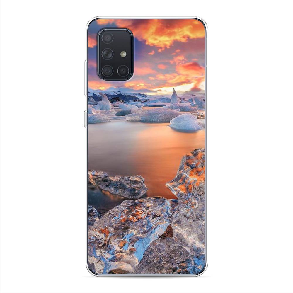 

Чехол на Samsung Galaxy A71 4G "Ледники", Синий;оранжевый, 29050-2