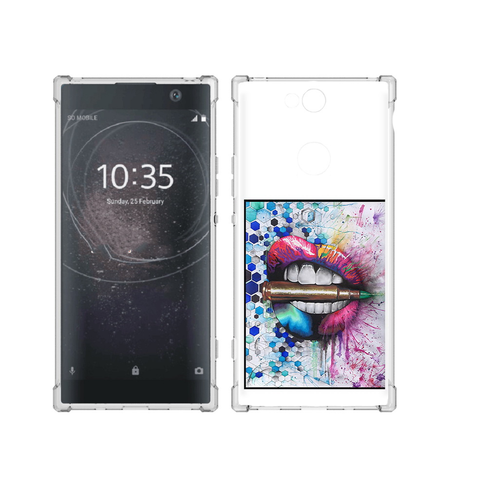 

Чехол MyPads Tocco для Sony Xperia XA2 Plus разноцветные губы с пулей, Прозрачный, Tocco