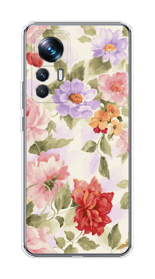 

Чехол на Xiaomi 12T Pro "Акварельные пионы", Розовый;бежевый, 315750-1