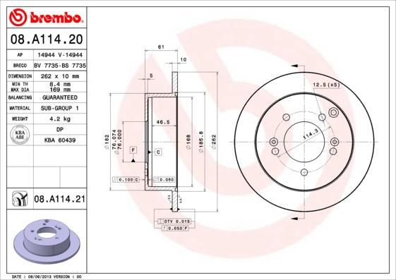 

Диск Тормозной Standard Зад Brembo 08A11420