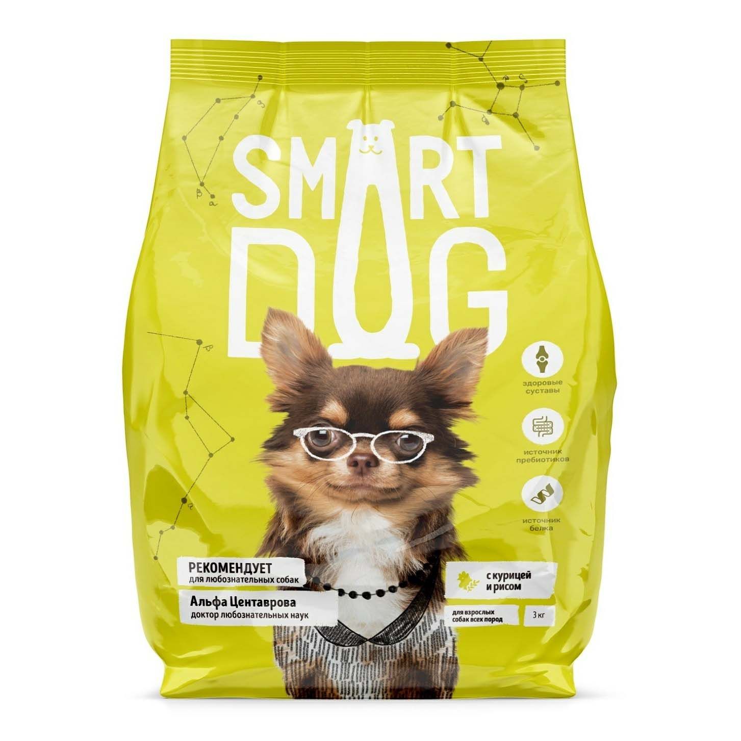 Сухой корм Smart Dog с курицей и рисом для собак 3 кг