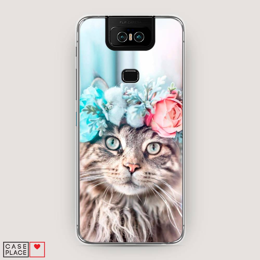 фото Чехол awog "кот в венке" для asus zenfone 6 zs630kl