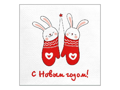 

Салфетки бумажные "Лилия""Зайки" 24х24см 1сл.50л 8925, Белый