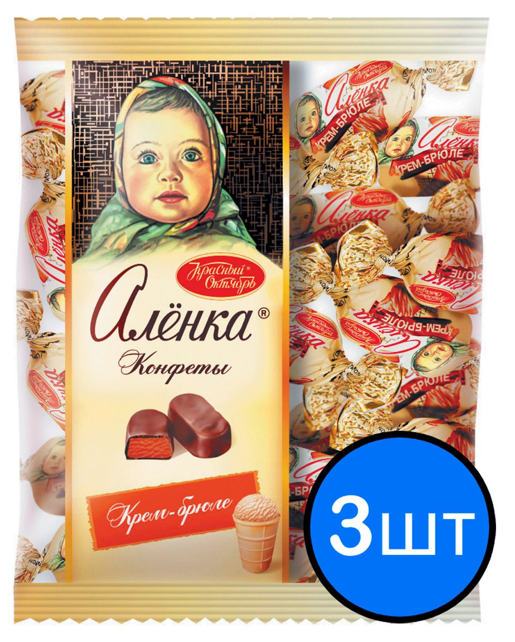 

Конфеты Аленка крем-брюле (овал), Красный Октябрь, 250г х 3шт