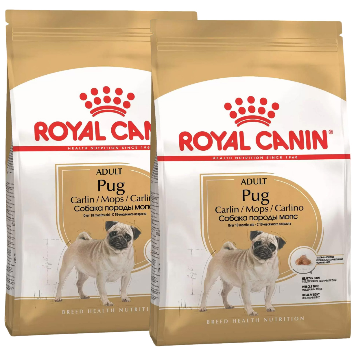 Сухой корм для собак ROYAL CANIN PUG ADULT, мопс, 2шт по 7,5кг